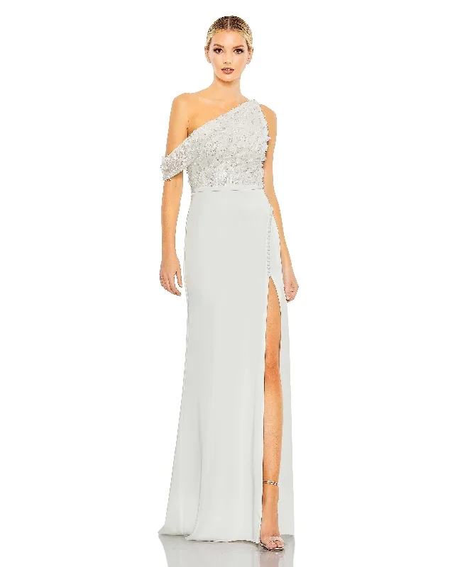 Embellished Drop Shoulder Column Gown