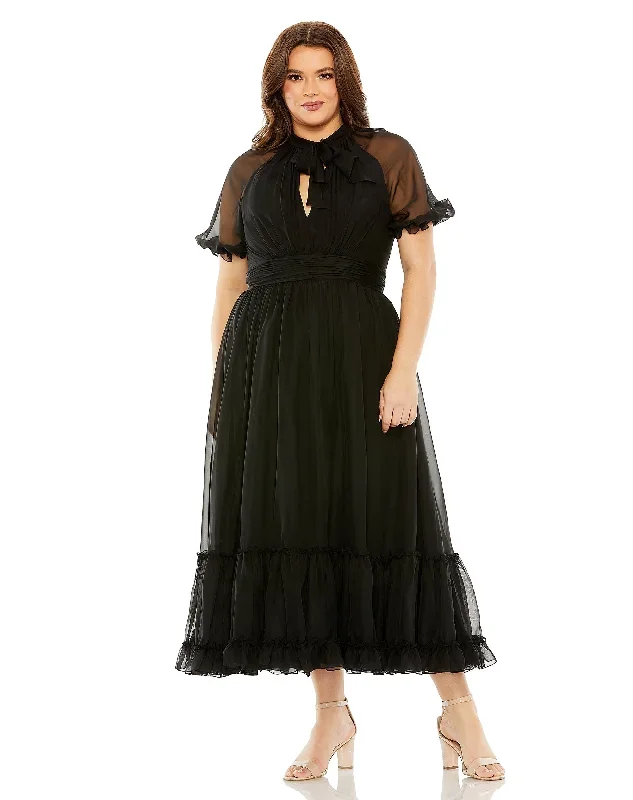 Sheer Puff Sleeve Dress