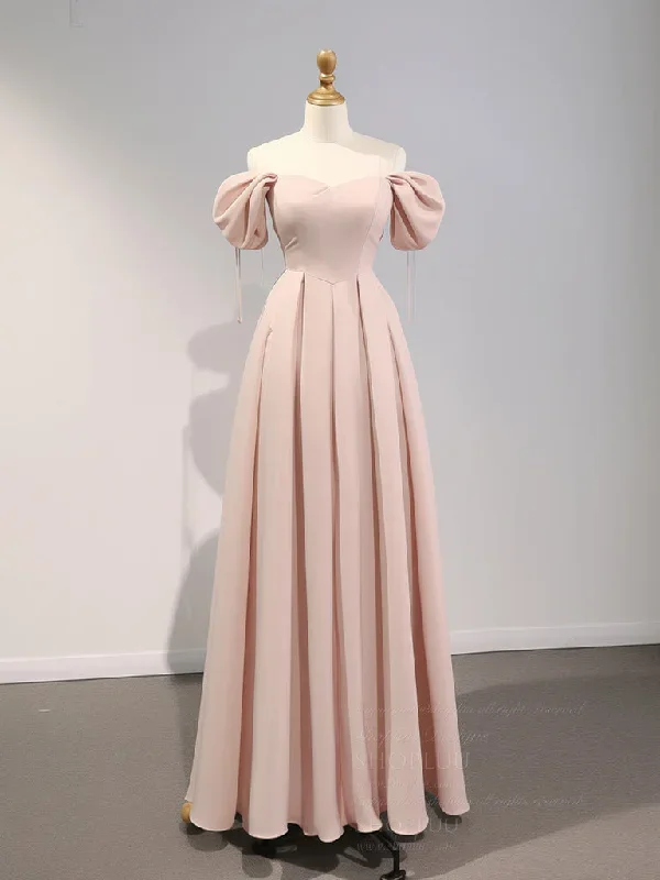 a-line-puff-sleeves-satin-pink-long-prom-dress-pink-long-bridesmaid-dress