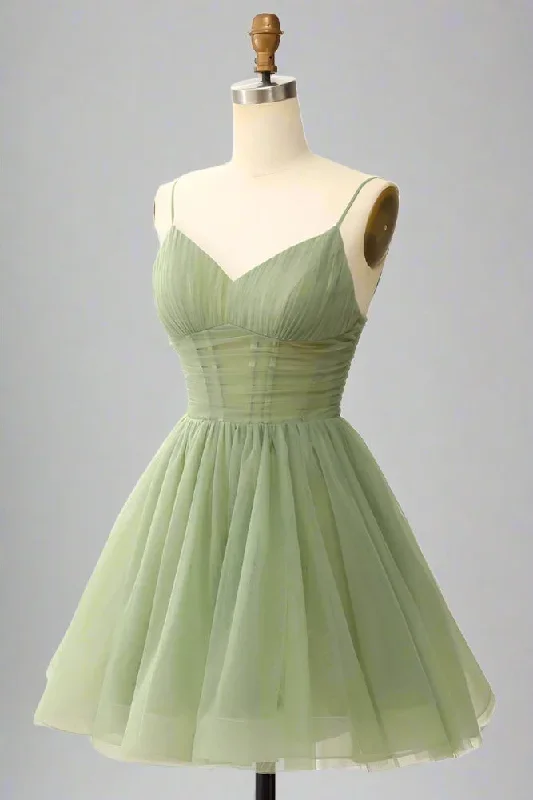 a-line-v-neck-sage-green-pleated-short-homecoming-dress-fancyvestido