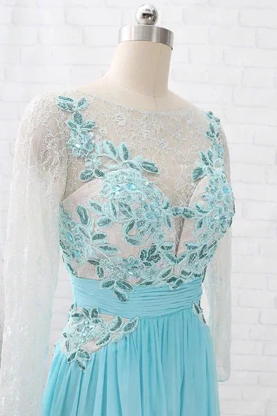 aqua-blue-chiffon-cutout-back-appliques-long-bridesmaid-dress