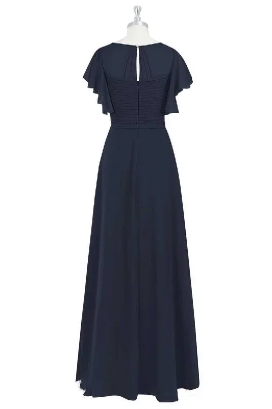 black-crew-neck-ruffled-a-line-bridesmaid-dress