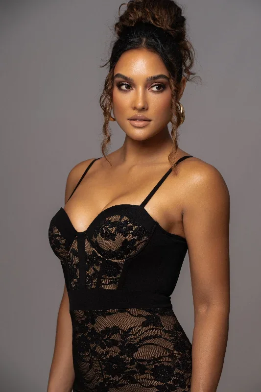 black-mesh-and-lace-bustier-midi-dress