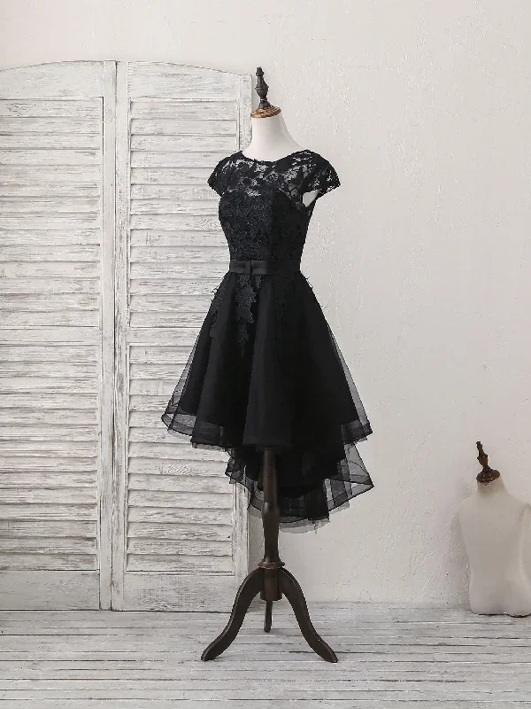 black-round-neck-tulle-lace-applique-short-prom-dress-black-homecoming-dress