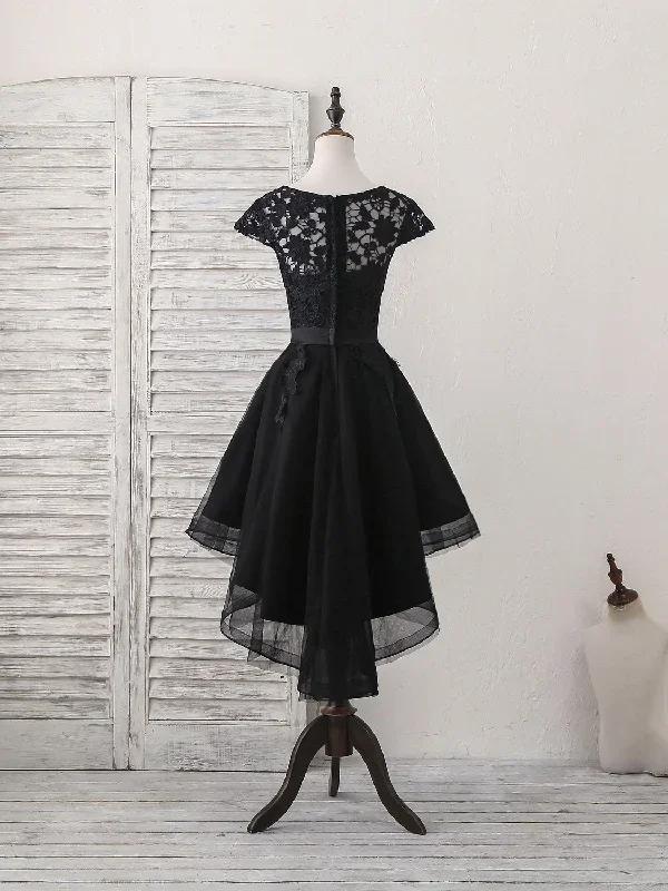 black-round-neck-tulle-lace-applique-short-prom-dress-black-homecoming-dress