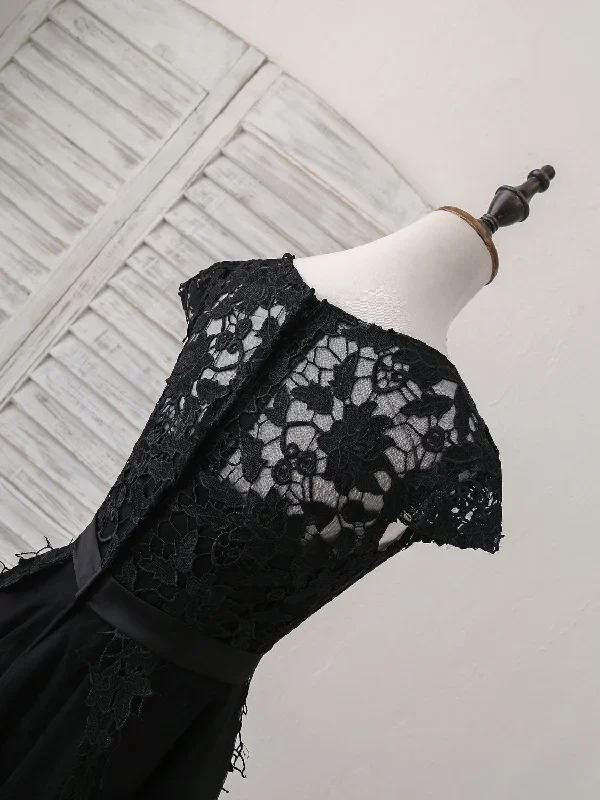 black-round-neck-tulle-lace-applique-short-prom-dress-black-homecoming-dress