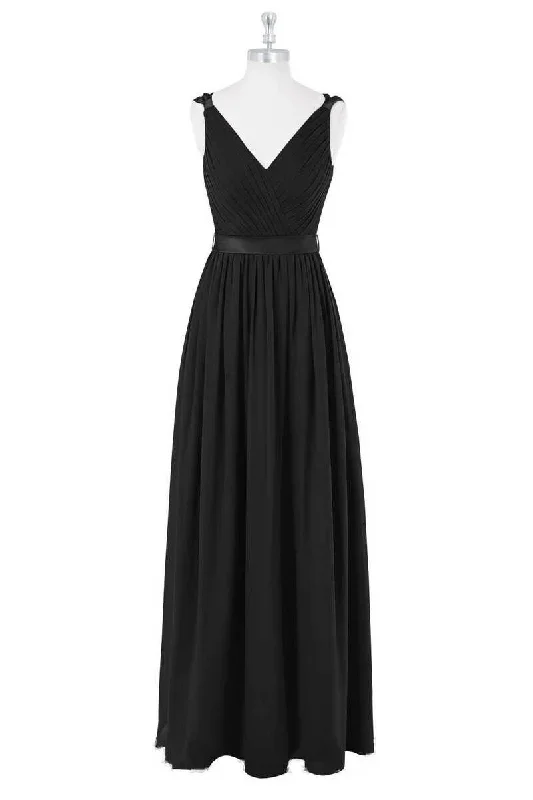 black-v-neck-backless-a-line-long-bridesmaid-dress