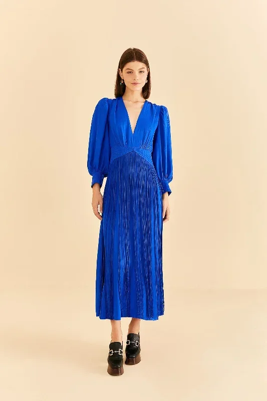 Bright Blue Fringes Maxi Dress