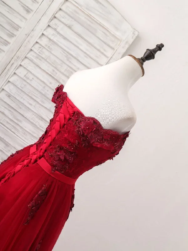 burgundy-off-shoulder-tulle-lace-applique-long-prom-dress-evening-dress