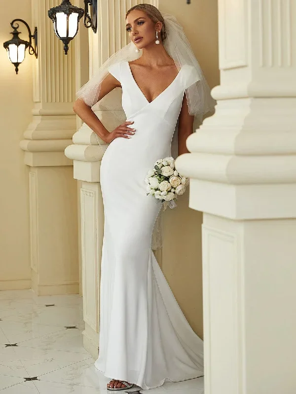 cap-sleeve-deep-v-neck-backless-fishtail-wedding-dress-eh0171a