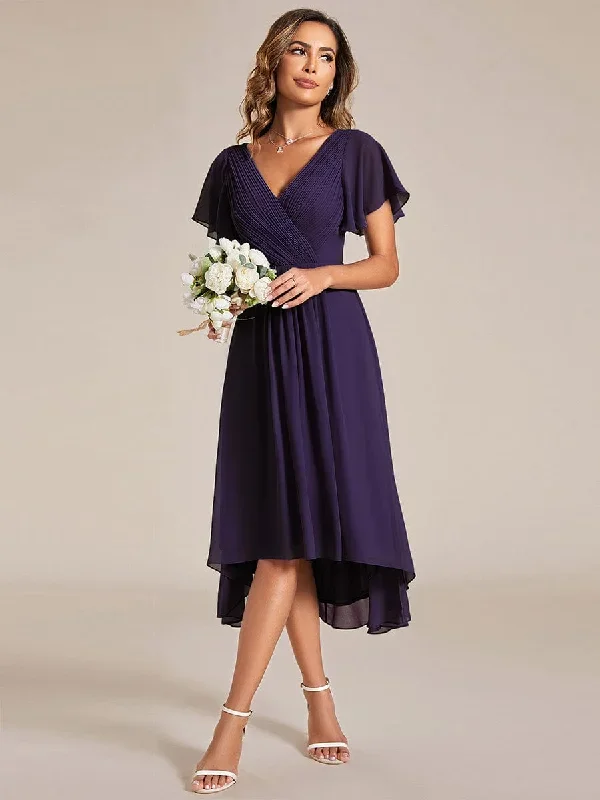 chic-v-neck-asymmetrical-hem-ruffles-sleeve-pleated-chiffon-wedding-guest-dress-eg01923