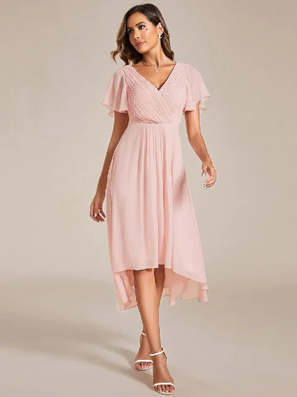 chic-v-neck-asymmetrical-hem-ruffles-sleeve-pleated-chiffon-wedding-guest-dress-eg01923