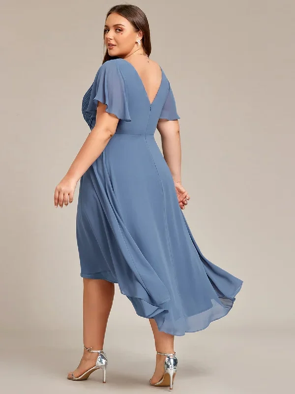 chic-v-neck-asymmetrical-hem-ruffles-sleeve-pleated-chiffon-wedding-guest-dress-eg01923