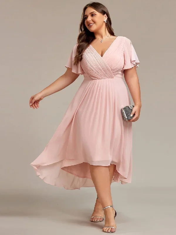 chic-v-neck-asymmetrical-hem-ruffles-sleeve-pleated-chiffon-wedding-guest-dress-eg01923