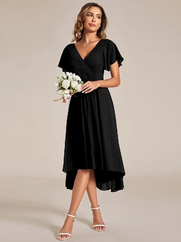 chic-v-neck-asymmetrical-hem-ruffles-sleeve-pleated-chiffon-wedding-guest-dress-eg01923