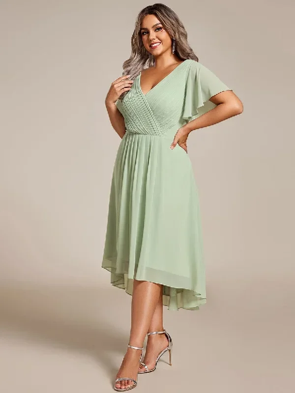 chic-v-neck-asymmetrical-hem-ruffles-sleeve-pleated-chiffon-wedding-guest-dress-eg01923