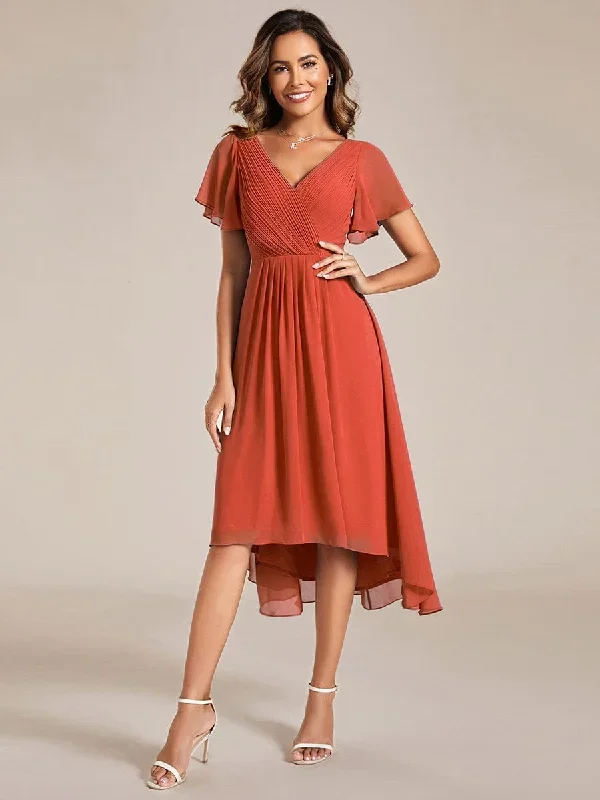 chic-v-neck-asymmetrical-hem-ruffles-sleeve-pleated-chiffon-wedding-guest-dress-eg01923