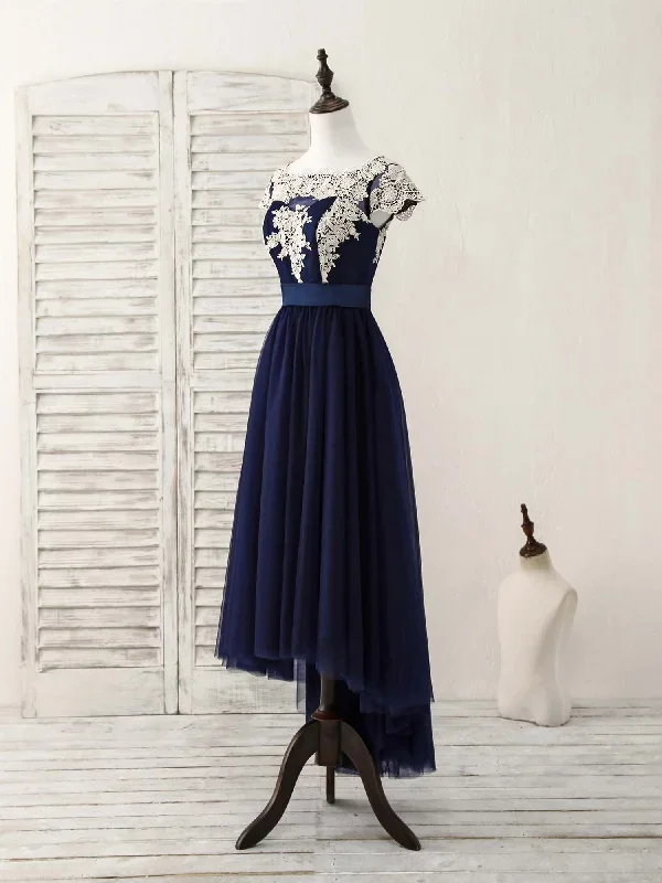 dark-blue-tulle-lace-applique-high-low-prom-dresses