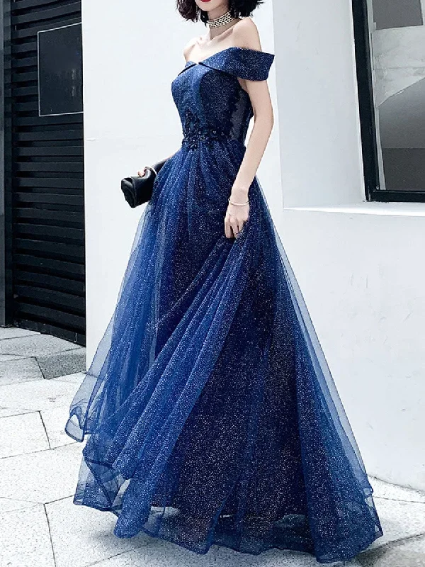 dark-blue-tulle-long-prom-dress-a-line-tulle-off-shoulder-wedding-party-dresses