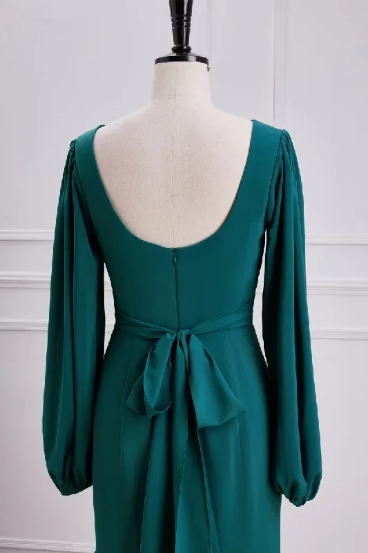 elegant-v-neck-emerald-green-mermaid-skirt-slit-bridesmaid-dresses