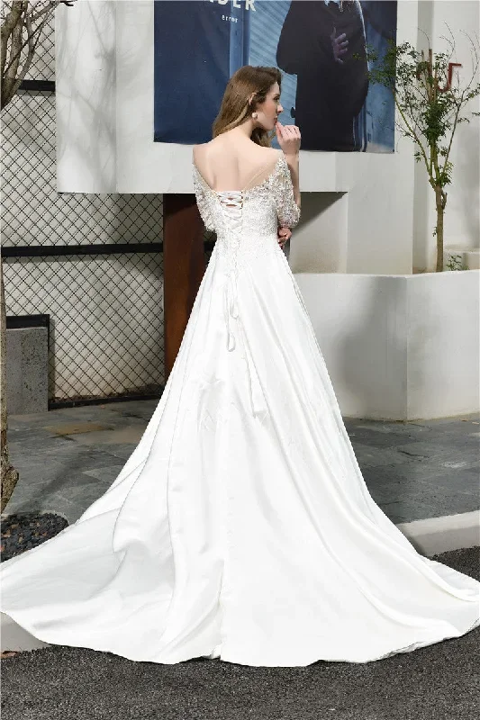 fast-shipping-princess-half-sleeves-white-wedding-dress