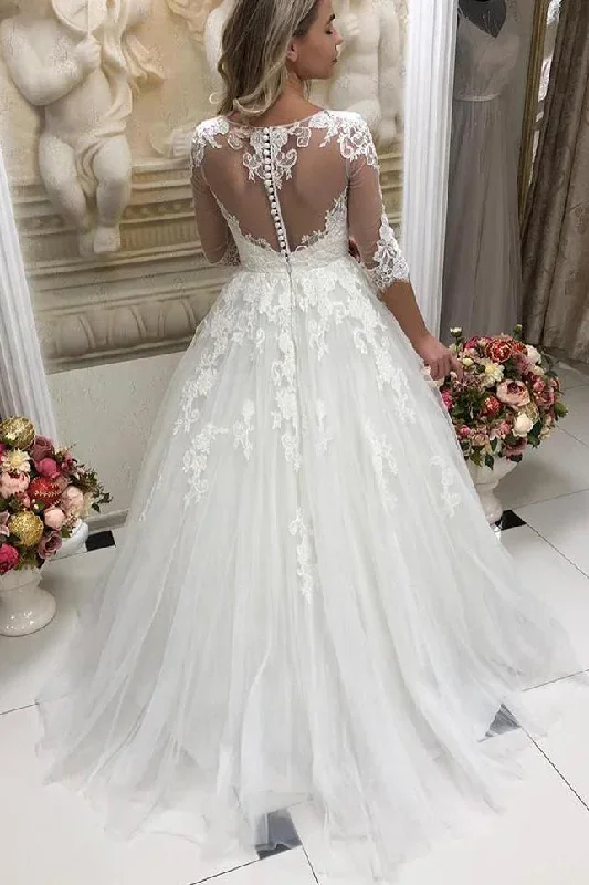 floor-length-wedding-dress-with-half-sleeve