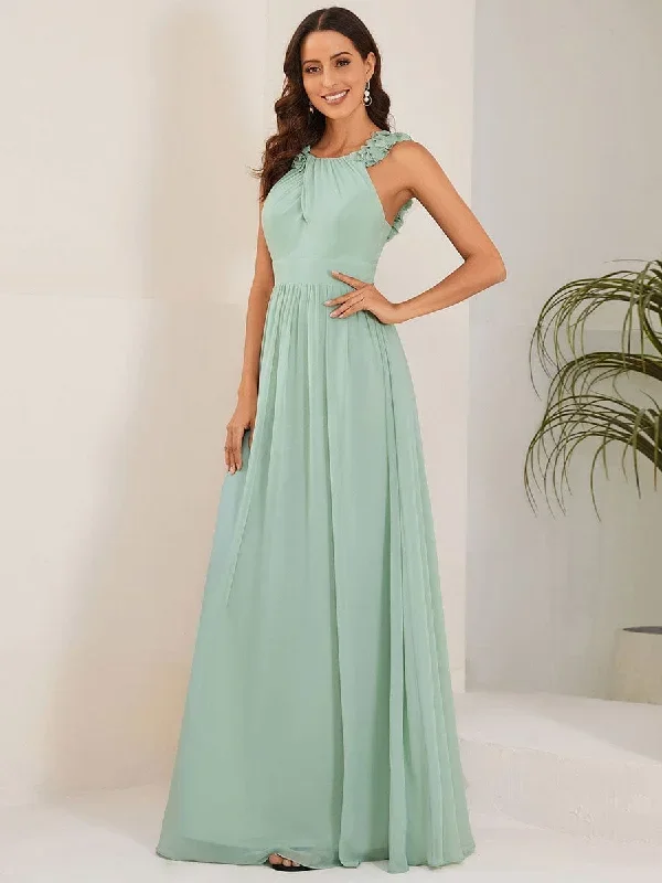 floral-applique-sleeveless-pleated-chiffon-bridesmaid-dress-es01693