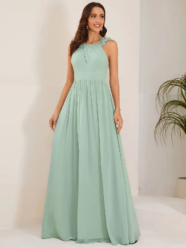 floral-applique-sleeveless-pleated-chiffon-bridesmaid-dress-es01693