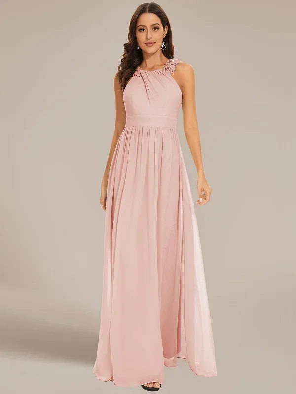 floral-applique-sleeveless-pleated-chiffon-bridesmaid-dress-es01693