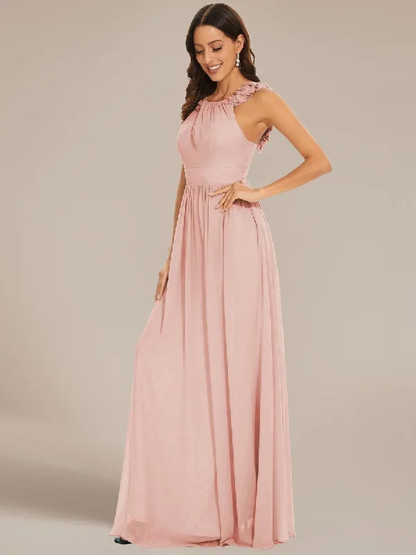 floral-applique-sleeveless-pleated-chiffon-bridesmaid-dress-es01693