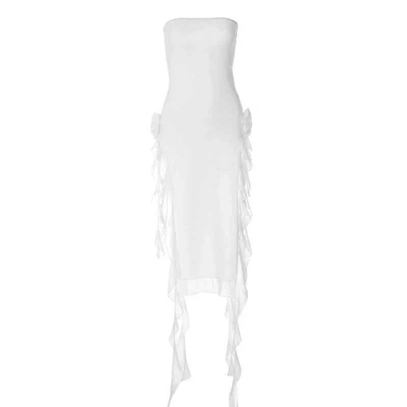 flower-applique-solid-backless-ribbon-slit-tube-maxi-dress