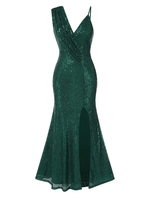 green-1930s-sequined-v-neck-irregular-straps-dress