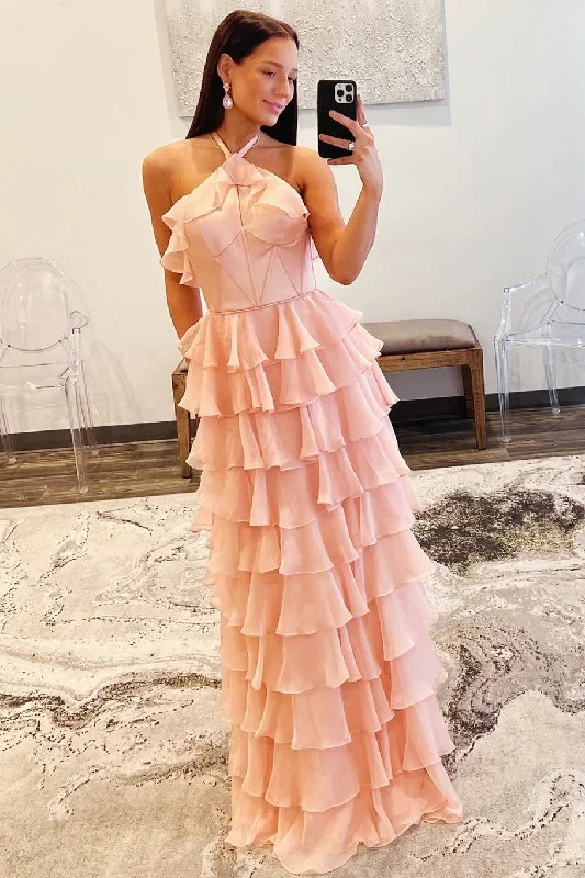 halter-keyhole-ruffle-tiered-prom-dress-with-slit