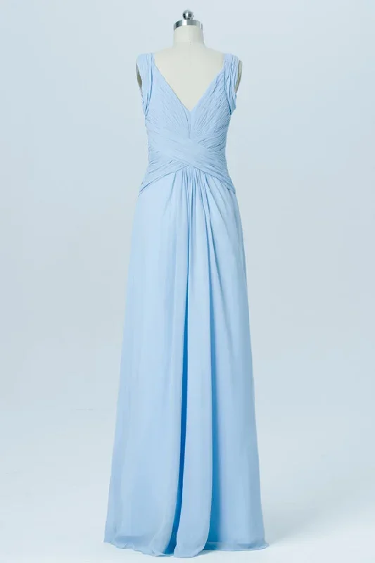 light-blue-chiffon-v-neck-banded-waist-bridesmaid-dress