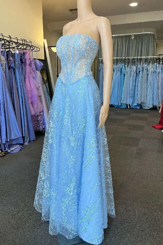 light-blue-lace-strapless-a-line-long-prom-dress