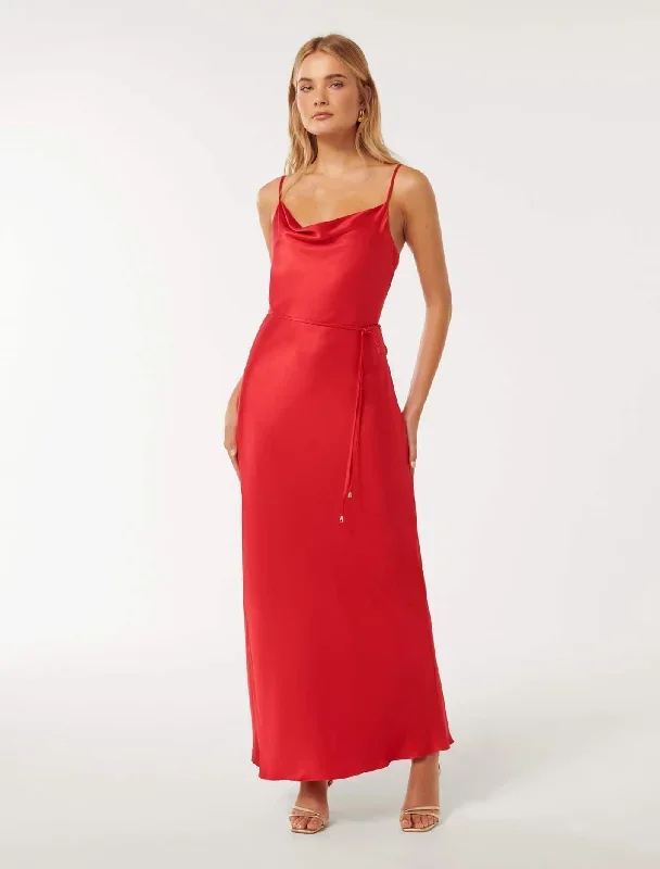 Lucy Satin Cowl Maxi Dress