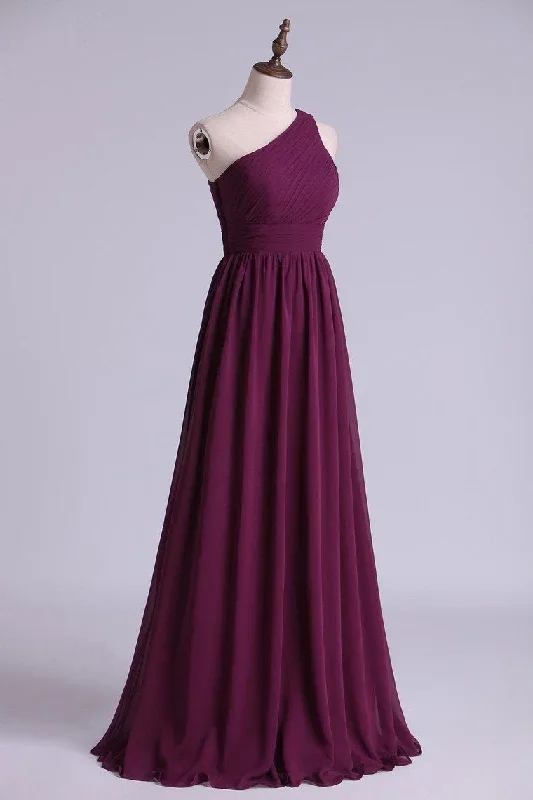 magenta-one-shoulder-a-line-long-maid-of-honor-dress