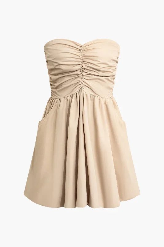 Ruched Strapless Mini Dress