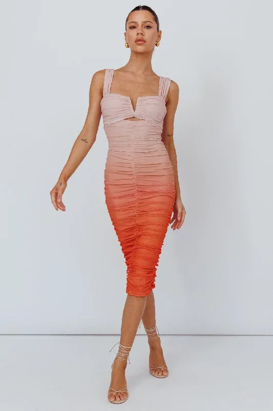 nadia-ruched-midi-dress-gradient-orange