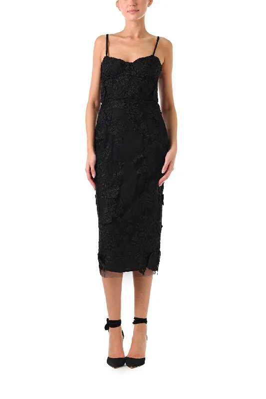 Corseted Lace Midi Dress