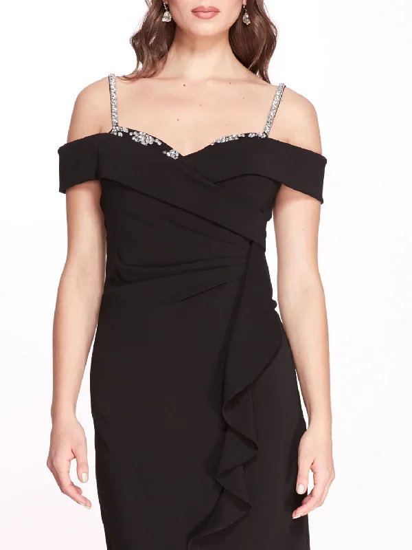 off-shoulder-draped-dress-with-beaded-straps-black