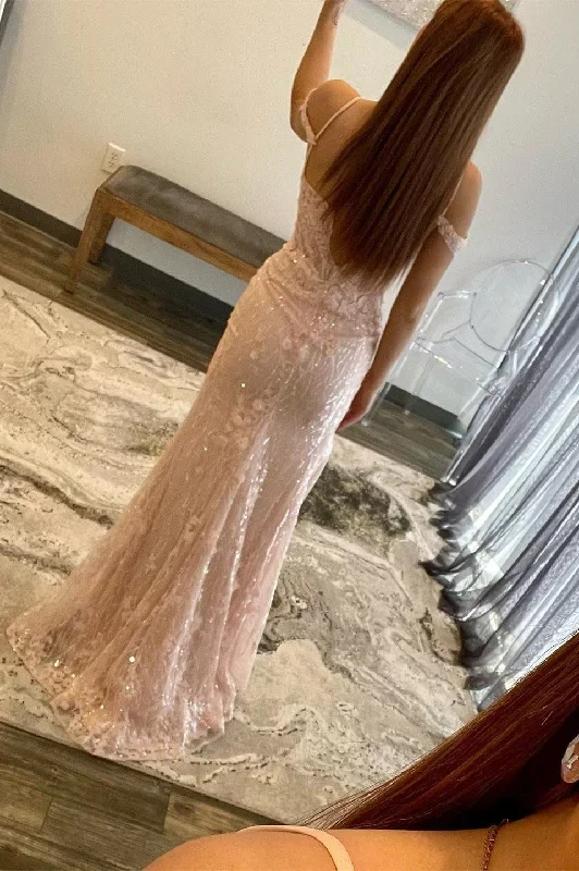 pink-floral-lace-cold-shoulder-mermaid-long-prom-dress-with-slit