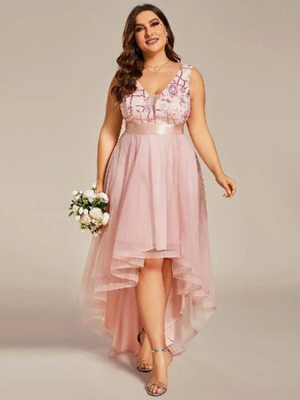 plus-size-sequin-high-low-deep-v-neck-tulle-evening-dresses-ep00793