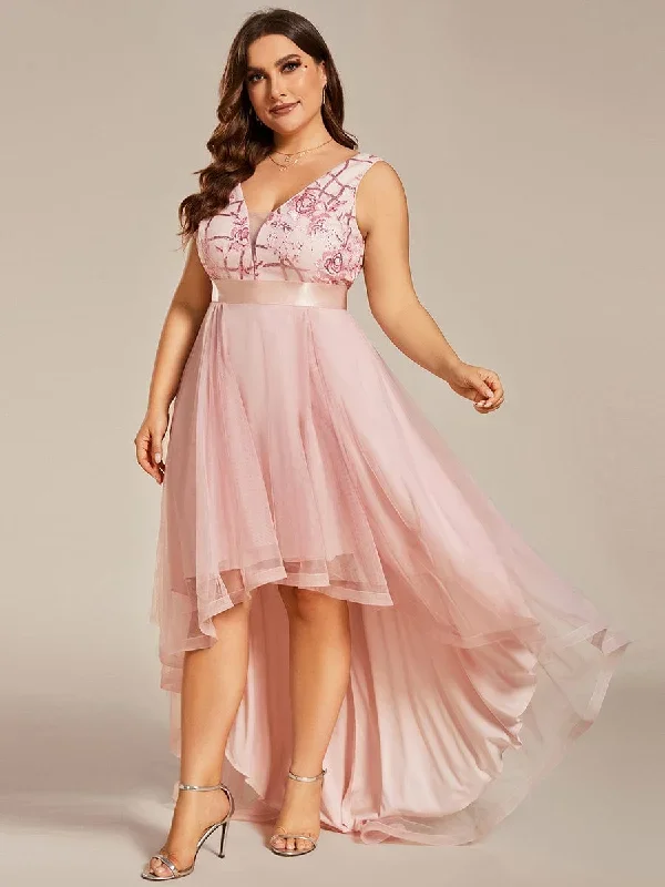 plus-size-sequin-high-low-deep-v-neck-tulle-evening-dresses-ep00793