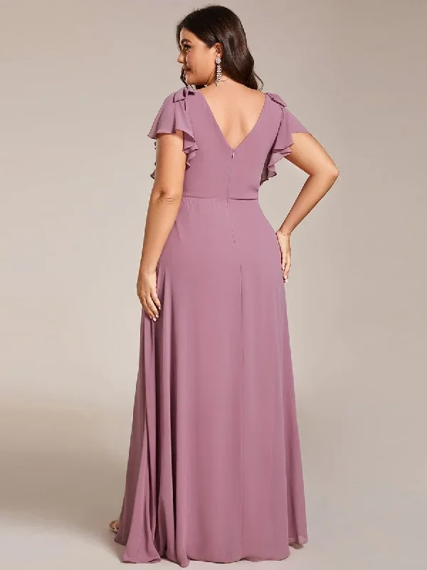 plus-size-split-ruffles-sleeves-with-bowknot-double-v-neck-chiffon-bridesmaid-dress-es02080