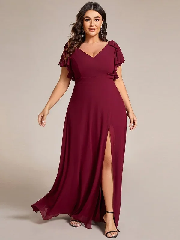 plus-size-split-ruffles-sleeves-with-bowknot-double-v-neck-chiffon-bridesmaid-dress-es02080