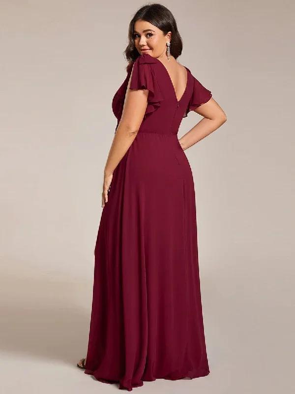 plus-size-split-ruffles-sleeves-with-bowknot-double-v-neck-chiffon-bridesmaid-dress-es02080