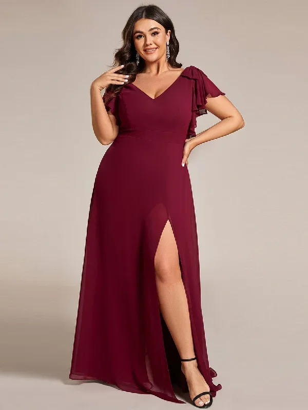 plus-size-split-ruffles-sleeves-with-bowknot-double-v-neck-chiffon-bridesmaid-dress-es02080