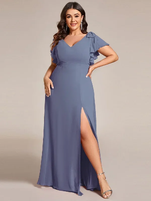 plus-size-split-ruffles-sleeves-with-bowknot-double-v-neck-chiffon-bridesmaid-dress-es02080