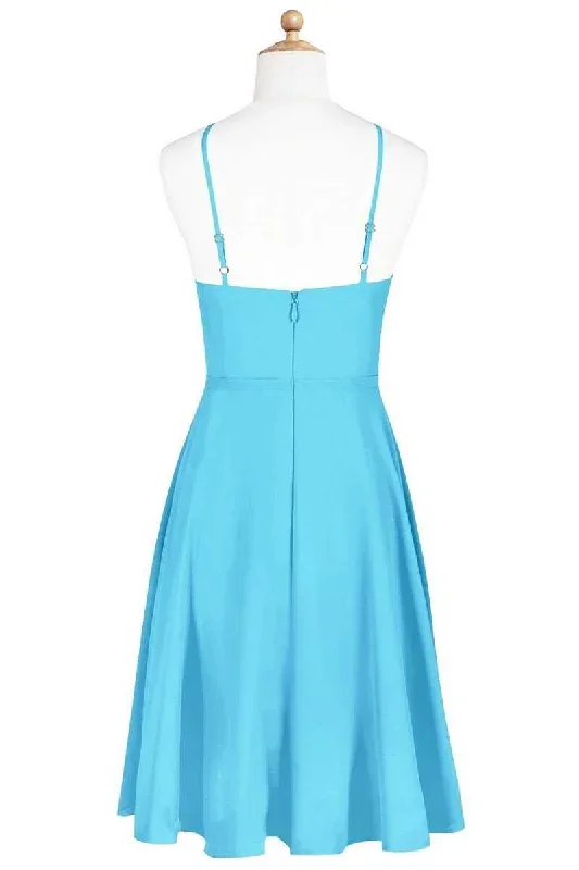 pool-blue-halter-spaghetti-straps-short-bridesmaid-dress